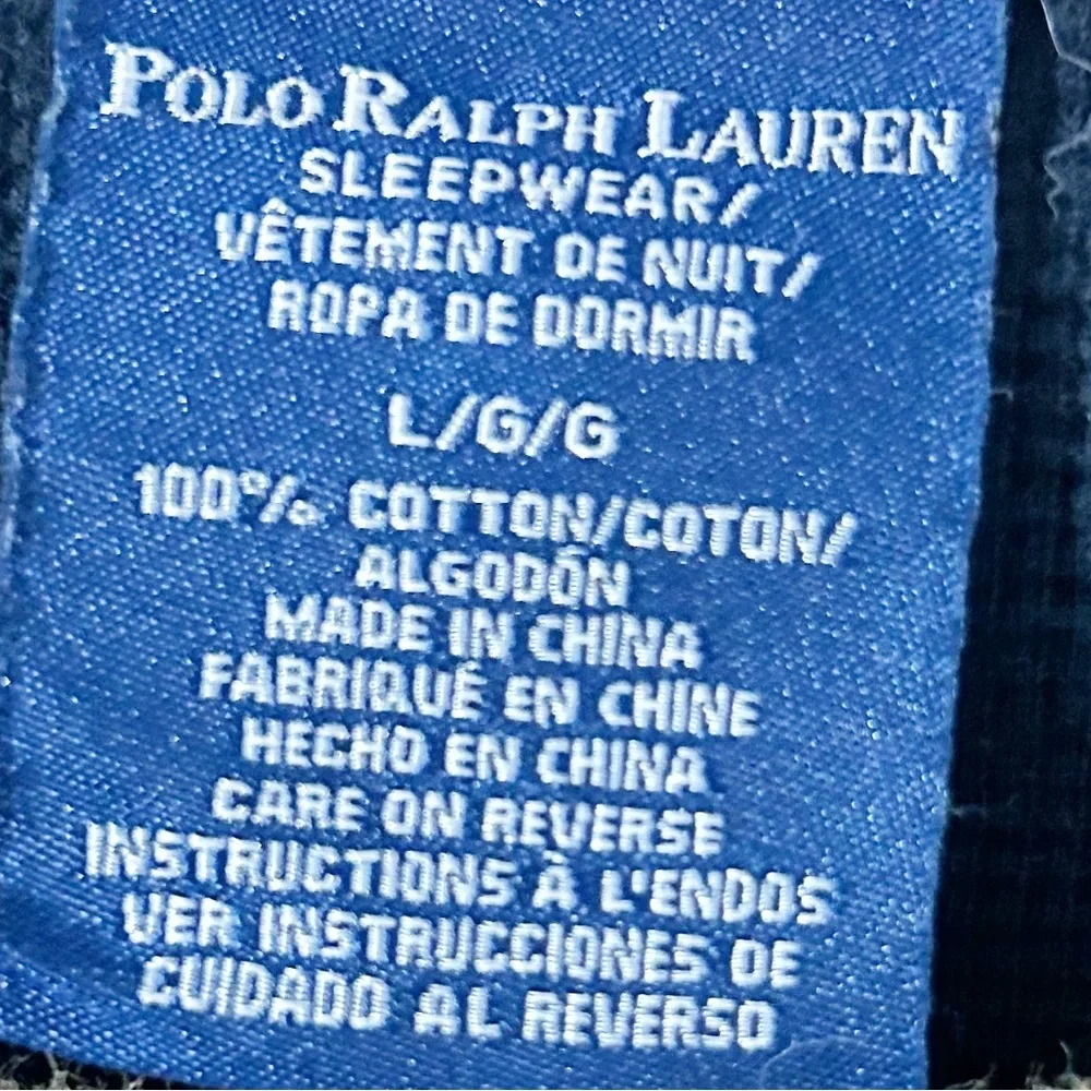 Polo Ralph Lauren Sleepwear Black Waffle Knit Long Sleeve Tee Gold Logo Accent